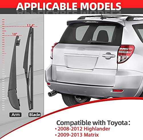 Replacement for 2008-2013 Toyota Highlander / RAV4 / Matrix - OTUAYAUTO Rear Windshield Back Wiper Arm Blade Set, 8524142070