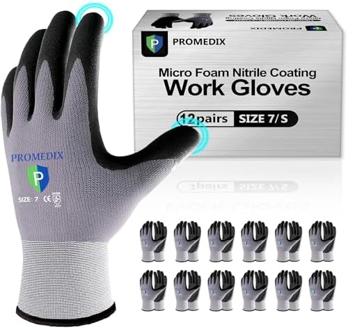 PROMEDIX P Nitrile Coated Work Gloves,MicroFoam Safety Work Gloves Men,Seamless Knit Nylon&spandex Gloves with Grip