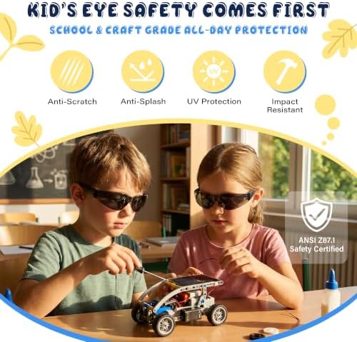 24 Pack Kids Safety Glasses, ANSI Z87.1 Impact Resistant Safety Goggles for Boys Girls, Tinted Lens with UV Protection, Child Protective Eyewear for School Science Lab, Nerf Party & DIY
