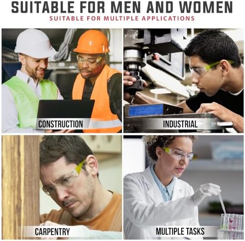 BISON LIFE Clear/Yellow Safety Glasses for Men & Women, ANSI Z87.1, 6 Pack