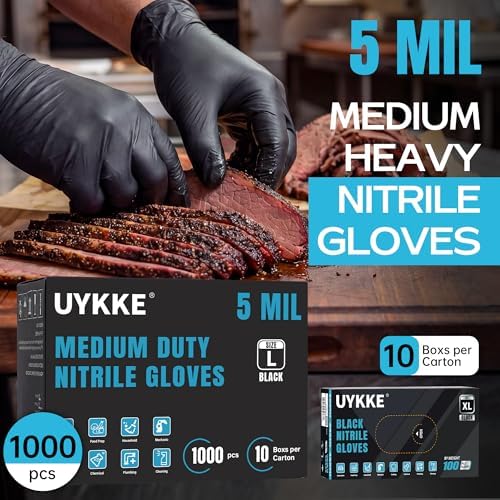 Nitrile Gloves 5 Mil Disposable Latex Black Nitrile Gloves Large