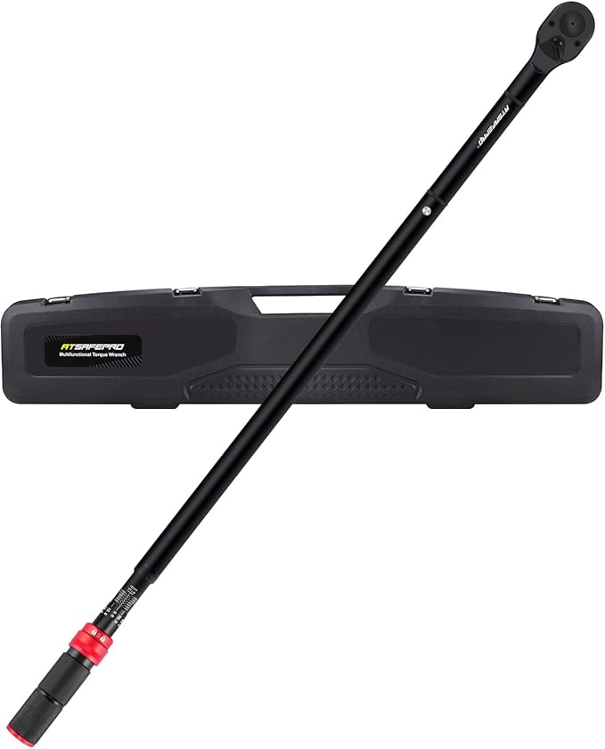 1 Inch Torque Wrench 200-1400 FT-Lb – 24-Tooth Reversible Ratchet, ±3% Accuracy, Cr-V Steel, Dual Scale (Ft-Lb/Nm), 55" Length Heavy Duty Torque Wrench for Trucks, Trailers & Heavy Equipment