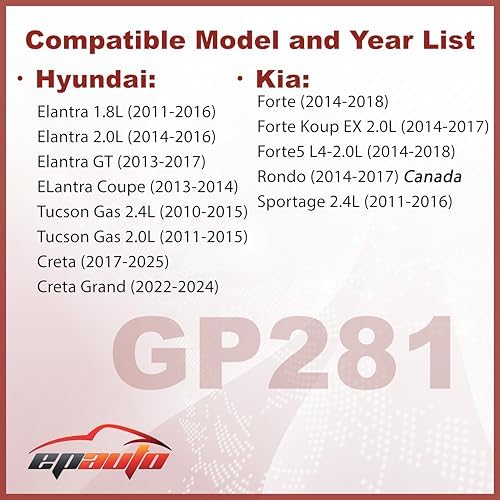 EPAuto GP281 (28113-3X000) Engine Air Filter Replacement for Hyundai
