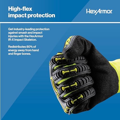 HexArmor Helix Impact Resistant & A1-A9 Cut-Resistant Work Gloves – High-Dexterity Nitrile Grip Industrial Safety Gloves