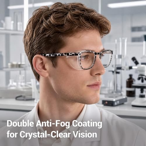 MORK&SUKY Safety Glasses, Stylish Goggles With No Fog Lense, Alternatives To Regular Protective Eyewear For Lab and Nursing.