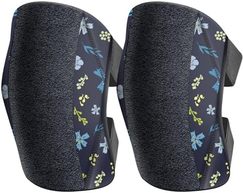 Garden Knee Pads for Women, Lightweight Waterproof KneePads for Gardening, Anti Slip Leather Foam Padding Kneeling Pads for Flooring and Carpet Cleaning, House work, Gardening Maintain, Knee Protector, Blue Flower
