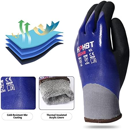 Waterproof Work Gloves,Winter Work Heavy Duty Oil Resistant Gardening with Nitrile Coating