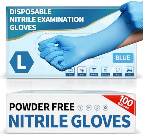 Medguy Medical Blue Nitrile Disposable Exam Gloves 4Mil Latex & Powder-Free