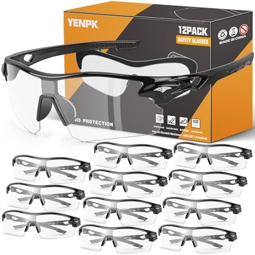 12 Pack Safety Glasses for Men, ANSI Z87.1 & UV Protective Eyewear