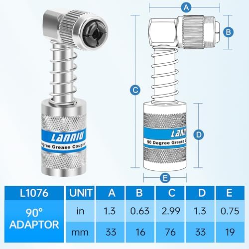 90 Degree Grease Gun Coupler, Heavy Duty Locking Grease Gun Adapter
