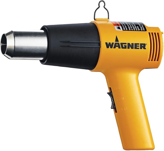 Wagner Spraytech 0503008 HT1000 Heat Gun, 2 Temp Settings 750ᵒF & 1000ᵒF, Great for Soften Paint, Caulking, Adhesive, Putty Removal, Shrink Wrap, Bend Plastic Pipes, Loosen Rusted Nuts Bolts, Yellow