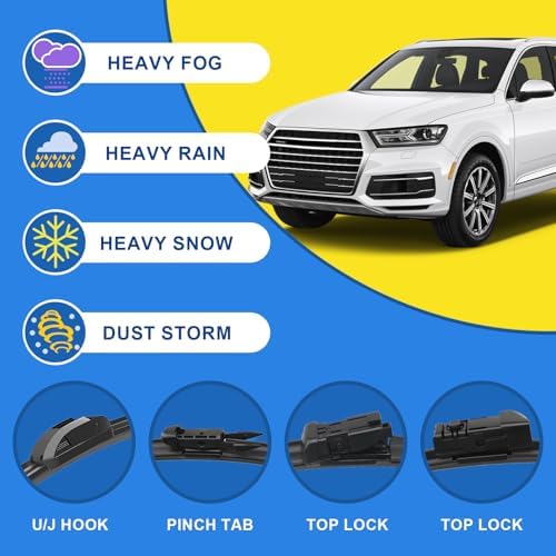 SIMPWIBLD Replacement for Nissan Qashqai 2008-2013/Mercedes-Benz ML350 2007-2015/Nissan Juke 2011-2016 Rear Windshield Wiper Blade Arm Set, Easy to Install (set of 2)