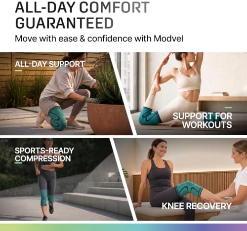 Modvel 2 Pack Knee Brace for Women - Knee Support for Walking, Knee Compression Sleeves for Pain Relief, Knee Sleeves for Women, Knee Brace for Sports, Workouts & Arthritis