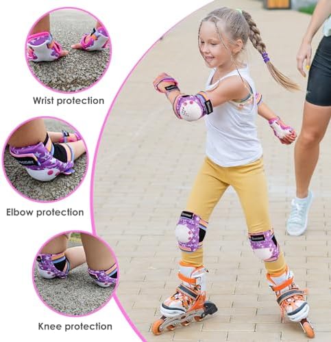 BOSONER Kids/Youth Knee Pad Elbow Pads for Roller Skates Cycling BMX Bike Skateboard Inline Rollerblading, Skating Skatings Scooter Riding Sports