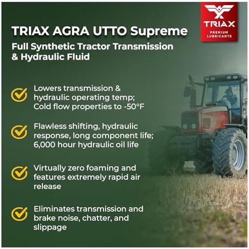 TRIAX Agra UTTO Supreme GL-4 Full Synthetic Tractor Trans-Hydraulic Fluid - Compatible with Kubota UDT2, JD J20C/D, J20D, Case HyTran (1 Gallon)