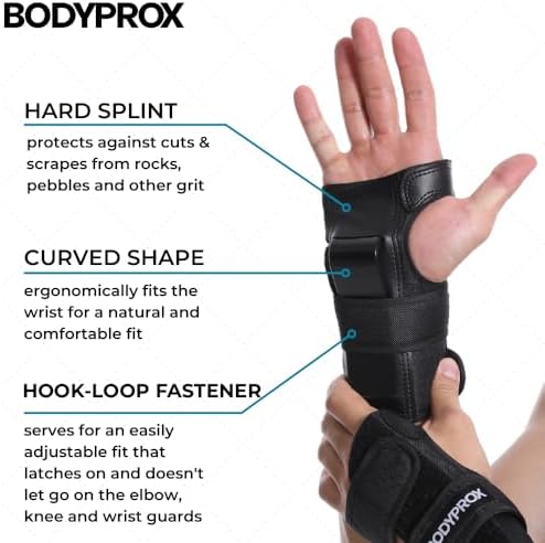 BODYPROX Knee Pads Elbow Pads Wrist Guards Set for Inline Skating, Skateboarding, Roller Derby and BMX Ride.