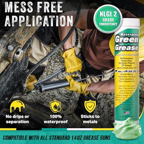 14oz Ultra Heavy Duty Green Grease Tube for Grease Gun - USA Made (50 Pack)