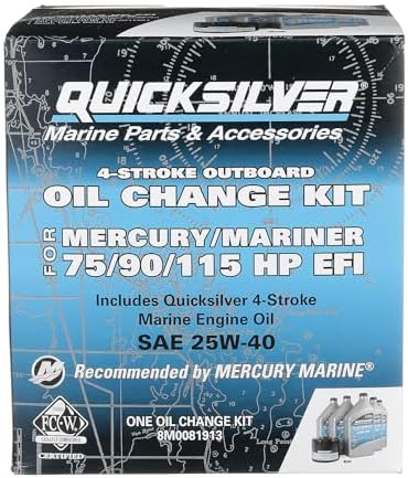 Quicksilver 4-Stroke Oil Change Kit – for Mercury Outboard Engines – 15, 20, 25, 30, 40, 50, 60, 75, 90, 115, 150, 175, 200, 225, 250, 300, 350, 400 HP