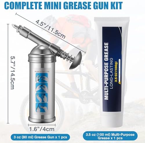 Mini Grease Gun with Bicycle Grease, Small Lubricant Gun with Nozzle