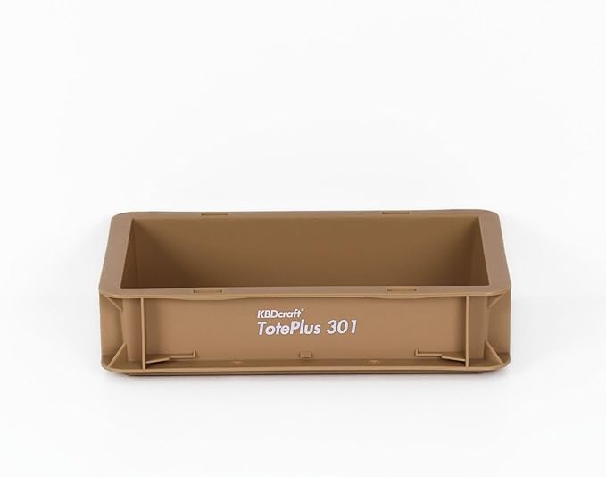 KBDcraft Stackable Storage Bin - Heavy-Duty Plastic Organizer Box and Tray with Straight Walls, small plastic bin totes for storage, 12"x8"x3", 0.5Gal, Khaki, 1 Pack