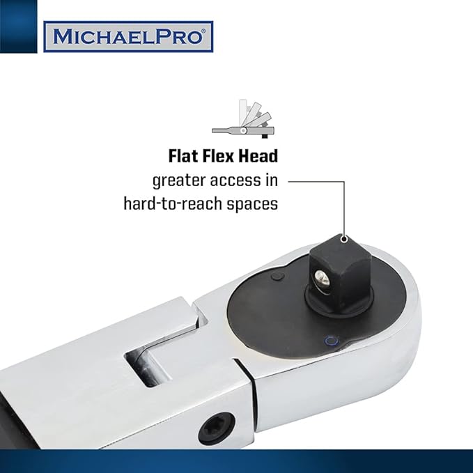 MichaelPro 1/2-Inch Drive Split Beam Torque Wrench with Flex Head, 40 – 250 ft-lb Torque Range | +/- 4% Accuracy | Professional Grade | MP001209