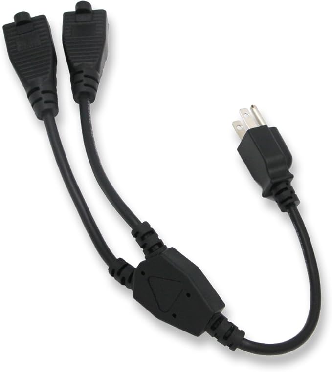 KUNCAN Power Cord Extension Y Splitter - 2 Way Outlet Adapter NEMA 5-15R to 1 NEMA 5-15P with 18AWG 300V Plug 1ft 13A