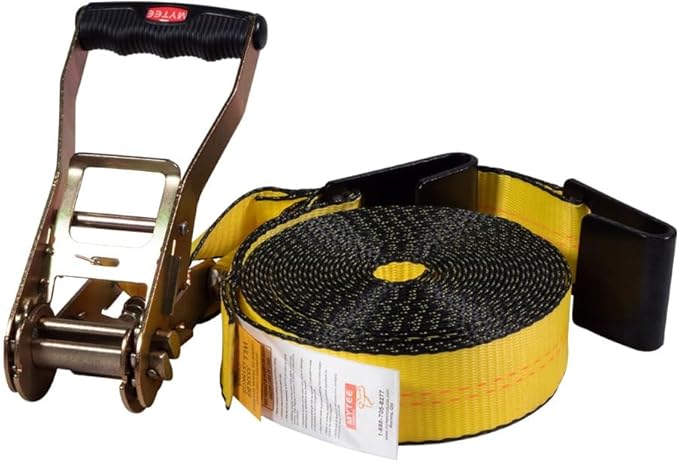 Mytee Products 20 Pack Ratchet Tie-Downs with Flat Hooks, 2" x 20' Yellow Ratchet Straps | 10,000 Lbs Breaking Strength | Tie Down Ratchet Straps for Flatbed, Truck, Trailers Pickup