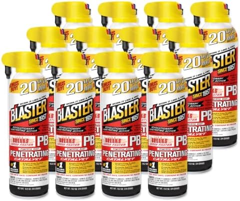 PB Blaster Penetrating Oil Spray, 13.2 oz Aerosol Cans (12-Pack) – Rust Remover & Bolt Loosener for Stuck Nuts, Bolts & Rusted Parts – Penetrating Catalyst for Automotive & Mechanical Use