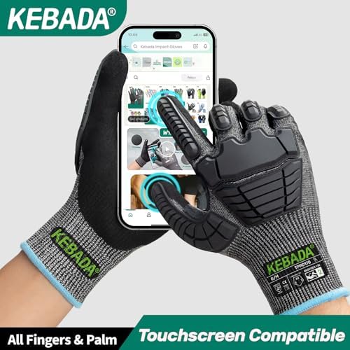 Kebada Impact Protection Gloves, ANSI A2 Cut Resistant, 1/3 Pairs