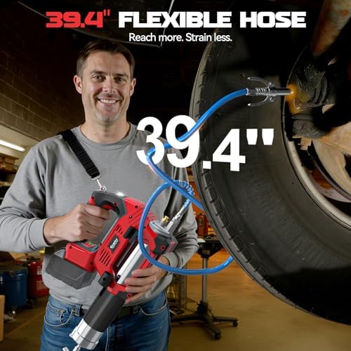 Ecarke Cordless Grease Gun Compatible with Milwaukee 18V Battery (Tool Only), 3‑Speed Adjustable Flow, 12,000 PSI Max, 39” Hose, Works with Bulk & Cartridge Grease, for Farm/Truck/Construction