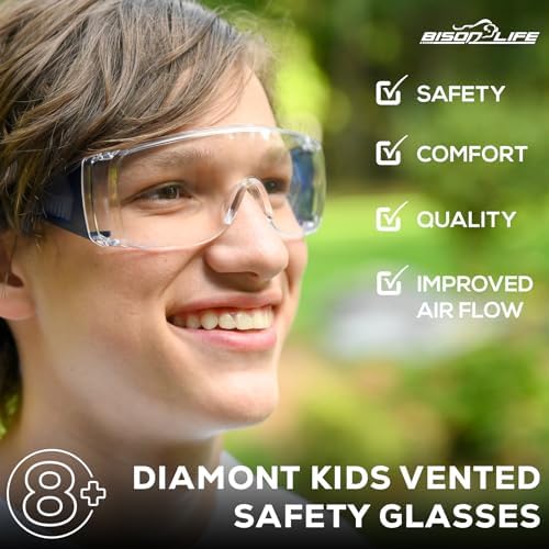 BISON LIFE Kids Safety Glasses, Anti Scratch Protective Eyewear, ANSI Z87.1