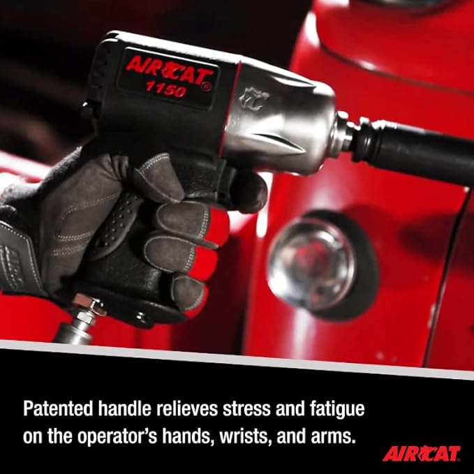 AIRCAT 1150-C 1/2-Inch Composite Impact Wrench with Coupler Set - Heavy-Duty Power Tool for Automotive Applications - Twin Hammer Mechanism - 900 ft-lb Max Torque - Quiet Operation - Low Weight