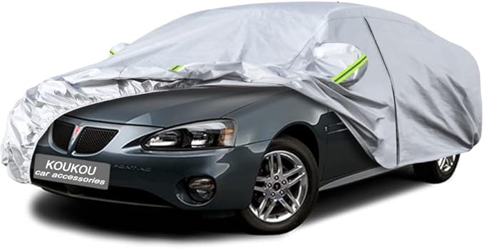 Koukou 6 Layers Car Cover Custom Fit Pontiac Grand Prix from 1996 to 2008, Waterproof All Weather for Automobiles, Sun Rain Dust Snow Protection. (Ships from US Warehouse, Arrive Within 3-7 Days)