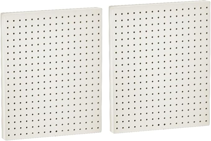 Azar Displays 771620-WHT Plastic Pegboard for Wall Organization - Garage Tool Organizer Wall Mount (Pack of 2) - 1-Sided Durable Wall Panel Organizer (16” W x 20” H x 1” D) - Garage Organizer (White)