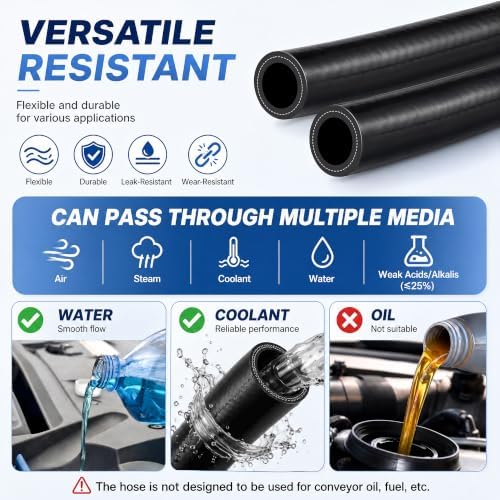 3/4" & 5/8"Heater Hose, Silicone Heater Hose 5 FT Each, 8 Clamps
