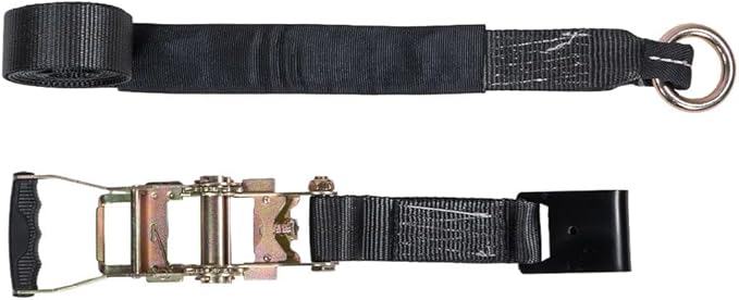 Mytee Products 4 Pack 2"x120" Car Tie Down Straps for Trailer with Flat Hook - 3333 LB WLL Black Lasso Style Tire Straps for Car Trailer with Ratchets - Vehicle Tie Down Wheel Straps for Hauling Cars