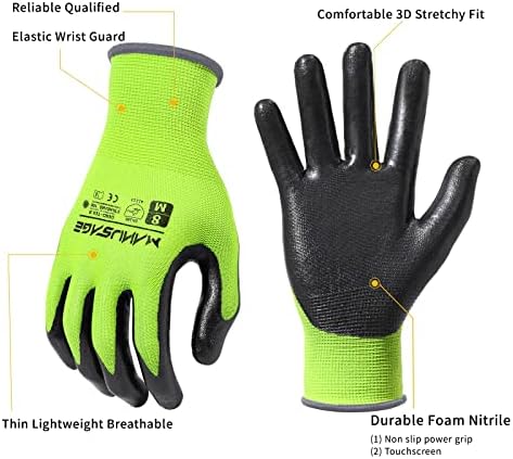 MANUSAGE Safety Work Gloves - Protective Glove for Men & Women - Ultrathin Hand Protection - For Construction, Gardening, Landscaping - Yellow - Size XL - 24 Pairs
