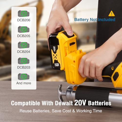 CRESTWAVE 13000 PSI Electric Grease Gun Compatible with DeWalt 20V Battery, 2-in-1 Cordless Grease Gun, 2 x 39.4 Hose, Lock-On Trigger, LED Light, 4 Couplers for Bulk & Cartridge Grease(Tool Only)