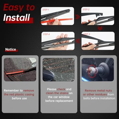OTUAYAUTO Rear Windshield Wiper Arm Blade Set - Replacement for Nissan Kicks 2017-2023 - Factory Style Back Wiper Cover Accessories Assembly for Rear Window