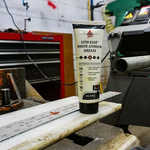 American Grease Stick Lith-Ease Premium White Lithium Grease 8oz Tube - Heavy-Duty, Multipurpose Lubricant for Automotive, Industrial & Household Use - Long-Lasting, Water & Heat Resistant