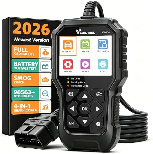 VDIAGTOOL VD30 Pro OBD2 Scanner, Check Engine Code Reader with Live Data