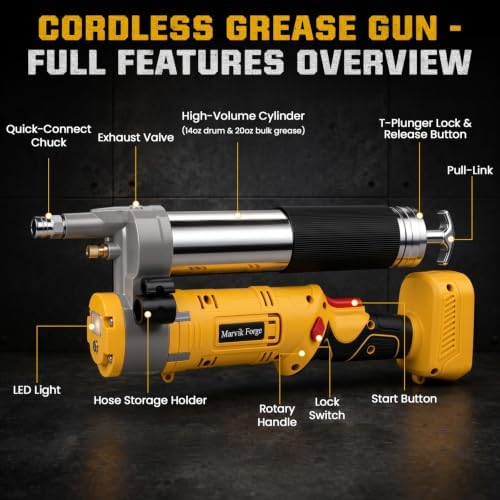 12000PSI Cordless Electric Grease Gun for Dewalt 20V Battery