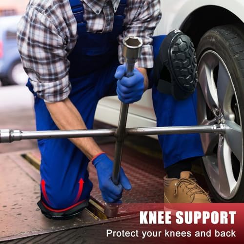 Professional Knee Pads for Work Construction with Heavy Duty Cap Foam Padding Gel Cushion Knee Pads for Men, Comfortable Adjustable Strong Strap, Military Grade Rivet for Flooring Gardening