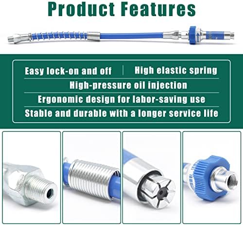 Fit for Lube Pro Plus Grease gun fitting Coupler Lock-on High Pressure Grease Coupler, 10th Generation Heavy-Duty Grease Gun Coupler Fittings Extensions, Lock Clamp Type Fits All Grease Guns Hose
