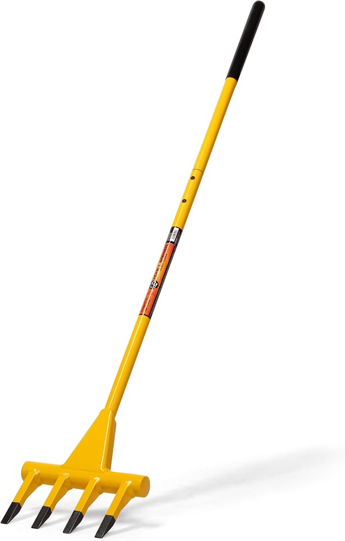 Honey Badger Demolition Fork, 56-inch 4-tine Wrecking Pry Bar, Multipurpose Tool for Flooring, Siding, Trim, Drywall, Roofing, and Decking