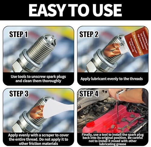 Copper Anti-Seize Thread Lubricant Spark Plug Antiseize Grease Compound for Automotive, Bolts and Nuts | High Temp Brake Parts Lubricant Grease Prevents Rust, Corrosion, Seizing - 1oz Tube (4-Pack)