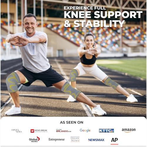 Modvel Compression Knee Brace for Women & Men - 2 Pack Knee Brace for Running Knee Pain, Knee Support Compression Sleeve, Workout Sports Knee Braces for Meniscus Tear ACL & Arthritis Pain Relief