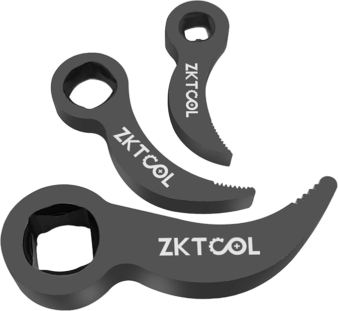 ZKTOOL 3PC Pry Bar Wrench Adaptor Head Kit,Crowbar Adapter Head Tools, The Square Outline Does Not Slip Easily, Includes 1/2" 3/8" 1/4" D 4pt (Square) Profile