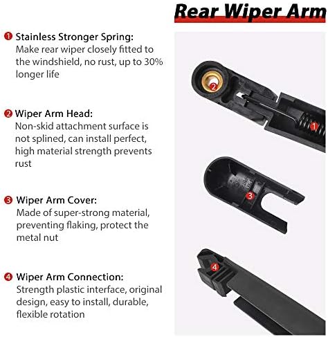 Replacement for TOYOTA Highlander 2001-2007 Rear Windshield Back Wiper Arm Blade Set OE:85241-48080