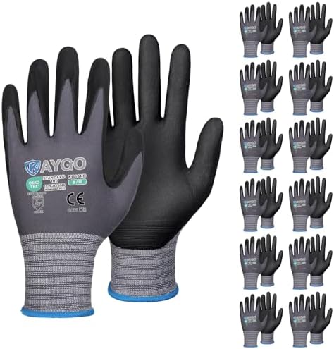 KAYGO Safety Work Gloves, MicroFoam Nitrile Coated, Men Women,KG18N